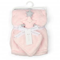 G13046: Baby Pink Star Comforter & Blanket Set