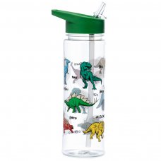 BOT182: Shatterproof Plastic Reusable 550ml Water Bottle with Flip Straw - Dinosauria