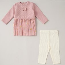 C04918: Baby Girls Hearts Quilted Tutu Dress  & Ribbed Legging Outfit (3-24 Months)