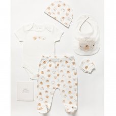 C04965: Baby Unisex Bear 6 Piece Mesh Bag Gift Set (NB-6 Months)