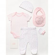 C04969: Baby Girls Bunny 6 Piece Mesh Bag Gift Set (NB-6 Months)