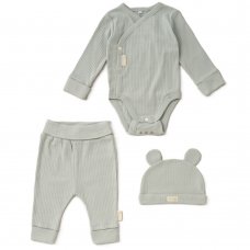 C05109: Baby Sage Organic 3 Piece Ribbed Outfit (0-18 Months)