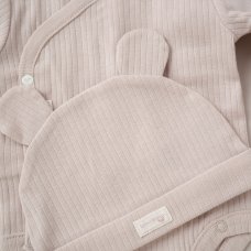 KW05110: Baby Beige Organic 3 Piece Ribbed Outfit (0-6 Months)