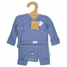 C05111: Baby Dusky Blue Organic 3 Piece Ribbed Outfit (0-18 Months)