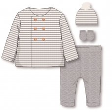 C05573: Baby Unisex Knitted 4 Piece Outfit In A  Luxury Gift Box (NB-6 Months)