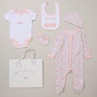 C05689: Baby Girls Floral 6 Piece Mesh Bag Gift Set (NB-6 Months)