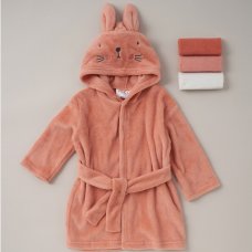 C05718: Baby Bunny Dressing Gown With 3 Washcloths (6-24 Months)