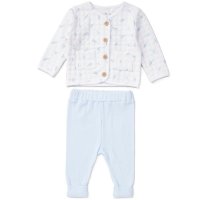 C05732: Baby Boys Toy Box Print Quilt Jacket & Ribbed Pant Outfit  (0-12 Months)