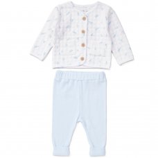 C05732: Baby Boys Toy Box Print Quilt Jacket & Ribbed Pant Outfit  (0-12 Months)