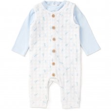 C05733: Baby Boys Toy Box Print Quilt Dungaree & Ribbed Bodysuit Outfit  (0-12 Months)