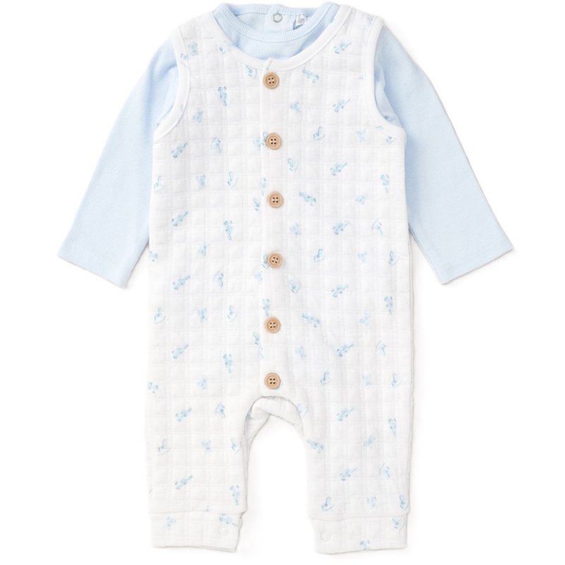 C05733: Baby Boys Toy Box Print Quilt Dungaree & Ribbed Bodysuit Outfit ...