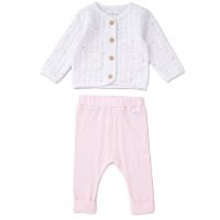 C05735: Baby Girls Roses Quilt Jacket & Ribbed Pant Outfit  (0-12 Months)