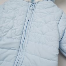 C05741: Baby Boys Snowsuit With Faux Fur Trim & Star Quilting (0-12 Months)