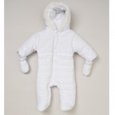 C05850: Baby Unisex Snowsuit With Faux Fur Trim & Decorative Quilting (0-12 Months)