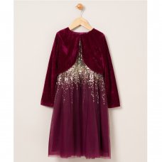 C05911: Girls Sequin Dress With Velvet Bolero  (3-8 Years)