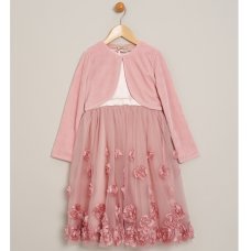 C05915: Girls 3D Flowers Dress With Velvet Bolero  (3-8 Years)