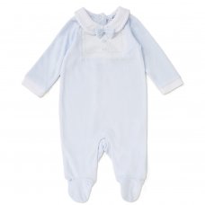 C06294: Baby Boys Mock Bow Tie  Velour All In One On A Satin Padded Hanger (0-9 Months)