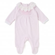 C06299: Baby Girls Velour All In One On A Satin Padded Hanger (0-9 Months)