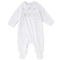 C06304: Baby Unisex Smocked Velour All In One On A Satin Padded Hanger (0-9 Months)