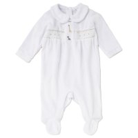C06305: Baby Unisex Smocked Velour All In One On A Satin Padded Hanger (0-9 Months)