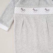 C06306: Baby Unisex Smocked Velour All In One On A Satin Padded Hanger (0-9 Months)