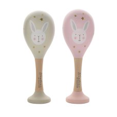 CG1778: BAMBINO TOY WOODEN MARACAS RABBIT PINK- Set 0f 2