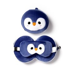 CUSH227: Relaxeazzz Penguin Plush Travel Pillow & Eye Mask