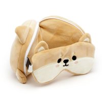 CUSH230: Relaxeazzz Shiba Inu Dog Plush Travel Pillow & Eye Mask