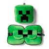 CUSH306: Relaxeazzz Minecraft Creeper Shaped Plush Travel Pillow & Eye Mask