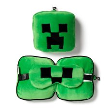 CUSH306: Relaxeazzz Miecraft Creeper Shaped Plush Travel Pillow & Eye Mask