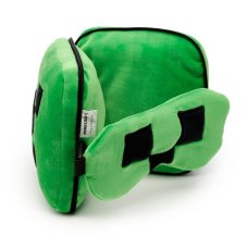 CUSH306: Relaxeazzz Miecraft Creeper Shaped Plush Travel Pillow & Eye Mask