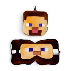 CUSH306: Relaxeazzz Minecraft Steve Shaped Plush Travel Pillow & Eye Mask
