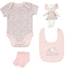 D06127: Pink 4 Piece Luxury Boxed Gift Set (0-3 Months)