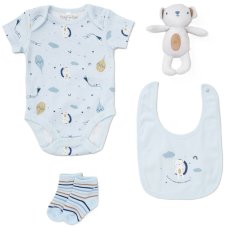 D06128: Sky 4 Piece Luxury Boxed Gift Set (0-3 Months)