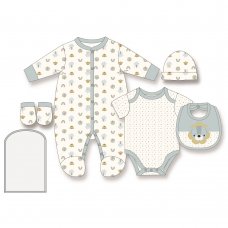 D06143: Baby Boys Lion  6 Piece Mesh Bag Gift Set (NB-6 Months)