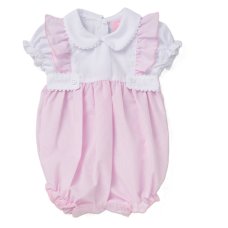 D06533: Baby Girls Stripe Romper With Puff Sleeves (0-9 Months)