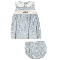 D06571: Baby Girls Floral Smocked Dress & Pant Outfit  (0-12 Months)