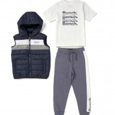 D06600: Boys Bench Gilet, T-Shirt, Jog Pant Outfit (18 Months-5 Years)