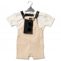 D06689: Baby Boys Ribbed Dungaree & T-shirt Outfit With Sunglasses (9-24 Months)