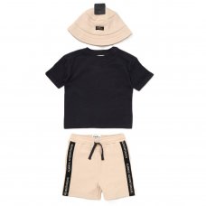 D06691: Baby Boys T-Shirt &  Ribbed Short Outfit With Bucket Hat (9-24 Months)