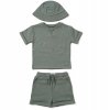 D06692: Baby Boys Ribbed T-Shirt & Short Outfit With Bucket Hat (9-24 Months)