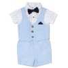 D06902B: Baby Boys Shirt With Mock Waistcoat, Bow Tie & Chambray Shorts Outfit (2-5 Years)