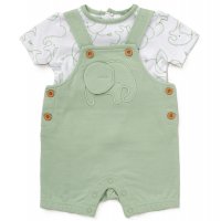 D06921:  Baby Unisex Elephant Applique Dungaree & T-Shirt  (0-9 Months)