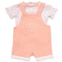 D06922:  Baby Girls Flower Applique Dungaree & T-Shirt  (0-9 Months)