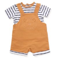 D06923:  Baby Boys Lion Applique Dungaree & T-Shirt  (0-9 Months)