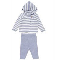 D06990: Baby Boys Cotton Knit Hooded Cardigan & Pant Outfit (0-12 Months)