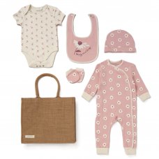 D07044: Baby Girls Organic Cotton 6 Piece Gift Set (NB-6 Months)
