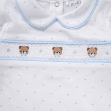 D07055: Baby Boys Smocked Cotton All In One On A Satin Padded Hanger (0-12 Months)