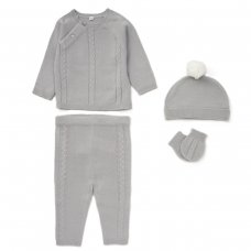 D07064: Baby Boys Knitted 4 Piece Outfit In A Gift Box (NB-6 Months)