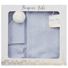 D07068: Baby Boys Knitted 4 Piece Outfit In A Gift Box (NB-6 Months)